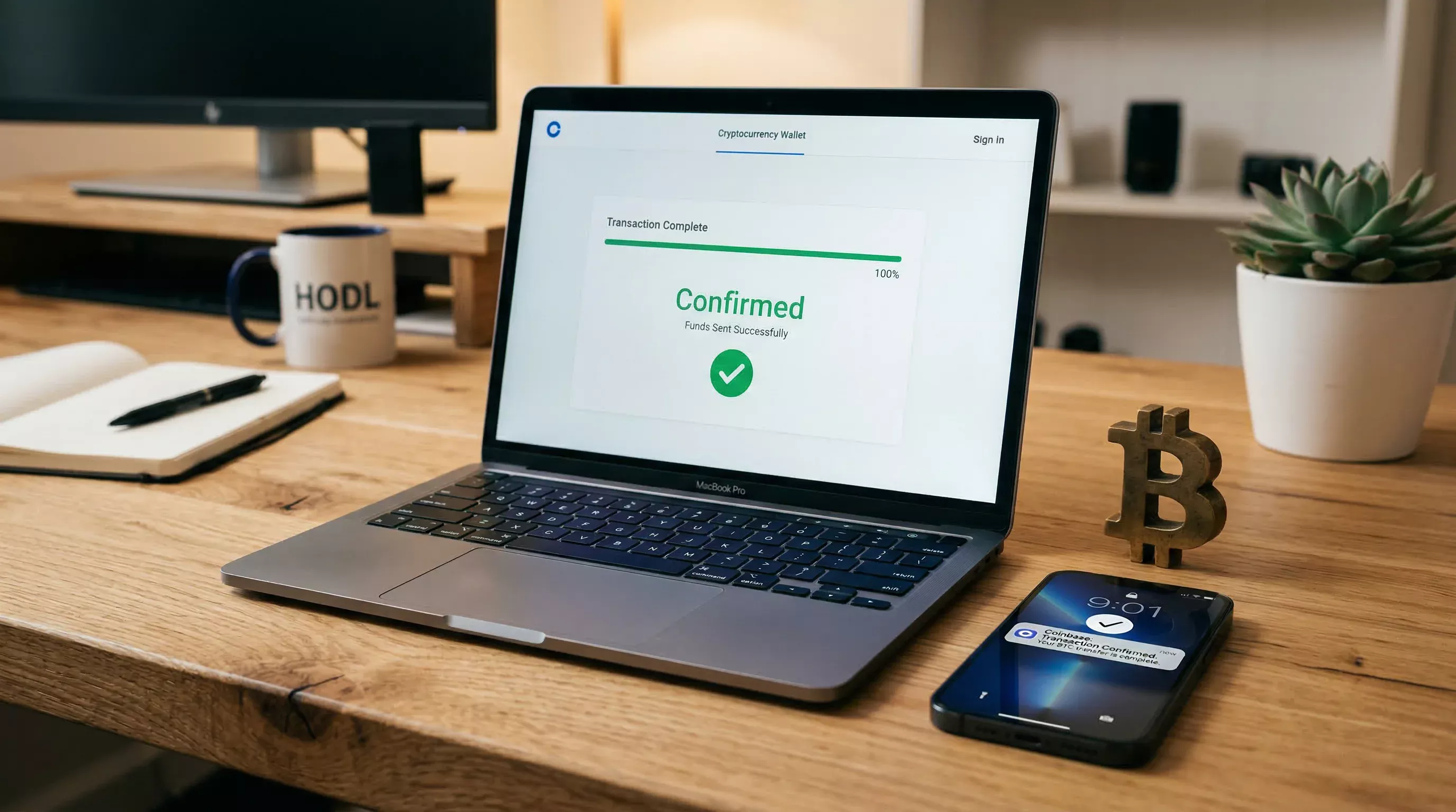 Bitcoin and cryptocurrency wallet showing fast transaction confirmation